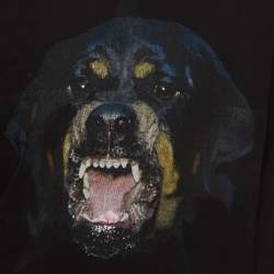 Pre Owned Givenchy Black Faded Rottweiler Print Jersey Hooded Sweatshirt M