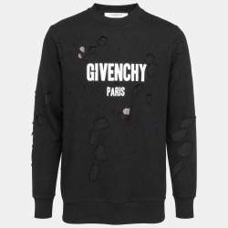 Pre Owned Givenchy Black Logo Graphic Distressed Jersey Sweatshirt XS