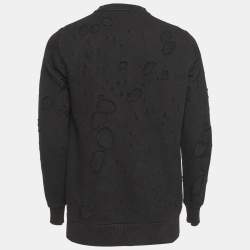 Pre Owned Givenchy Black Logo Graphic Distressed Jersey Sweatshirt XS