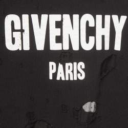 Pre Owned Givenchy Black Logo Graphic Distressed Jersey Sweatshirt XS