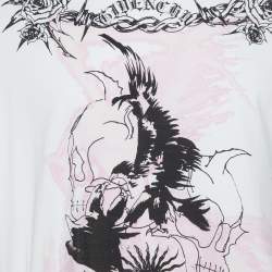 Pre Owned Givenchy White Gothic Print Jersey Oversized T-Shirt S