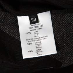 Givenchy Grey Wool Herringbone Pattern Collarless Tailored Jacket L
