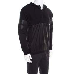 Givenchy Black Knit Layered Hooded Sweatshirt M