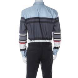 Pre Owned  قميص بولو جيفنشي بأكمام قصة تريكو قطن مخطط متعدد الألوان L