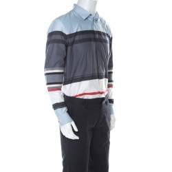 Pre Owned  قميص بولو جيفنشي بأكمام قصة تريكو قطن مخطط متعدد الألوان L