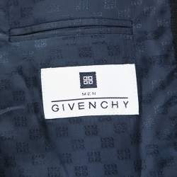 Pre Owned Givenchy Navy Blue Waffle Knit Three Button Blazer L