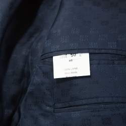 Pre Owned Givenchy Navy Blue Waffle Knit Three Button Blazer L