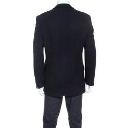 Pre Owned Givenchy Navy Blue Waffle Knit Three Button Blazer L