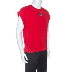 مملوكة مسبقًا تي شيرت جيفنشي أكمام قصيرة تفاصيل حافة أربطة قطن أحمر S