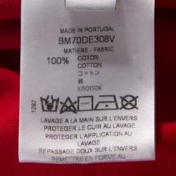 مملوكة مسبقًا تي شيرت جيفنشي أكمام قصيرة تفاصيل حافة أربطة قطن أحمر S