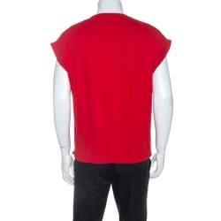 مملوكة مسبقًا تي شيرت جيفنشي أكمام قصيرة تفاصيل حافة أربطة قطن أحمر S