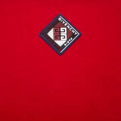 مملوكة مسبقًا تي شيرت جيفنشي أكمام قصيرة تفاصيل حافة أربطة قطن أحمر S