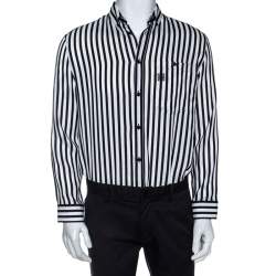 Givenchy Monochrome Striped Print Silk Blend Button Front Shirt M