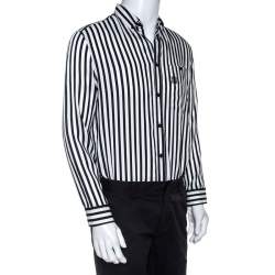 Givenchy Monochrome Striped Print Silk Blend Button Front Shirt M
