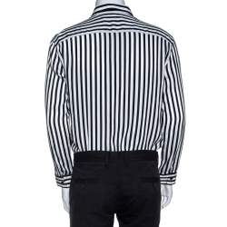 Givenchy Monochrome Striped Print Silk Blend Button Front Shirt M