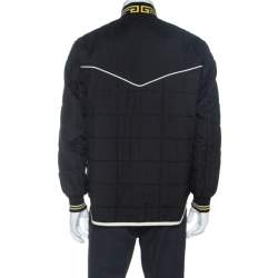Pre Owned Givenchy Black Contrast Pocket Detail Quilted Bomber Jacket L