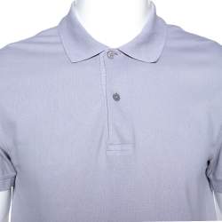 Pre Owned تي شيرت بولو جيفنشي نقش شعار بيك قطن رمادي L