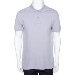 Pre Owned تي شيرت بولو جيفنشي نقش شعار بيك قطن رمادي L