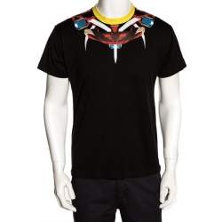 Givenchy Black Graphic Print Cotton Contrast Collar T-Shirt M