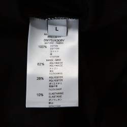 Pre Owned Givenchy Black Cotton Logo Tape Sleeve Detail Crew Neck T Shirt L 