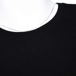 Pre Owned Givenchy Black Cotton Logo Tape Sleeve Detail Crew Neck T Shirt L 