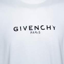 Pre Owned Givenchy White Logo Print Cotton Paris Vintage Oversized T-Shirt S