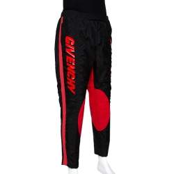 Pre Owned Givenchy Two Tone Logo Print Synthetic Track Pants M