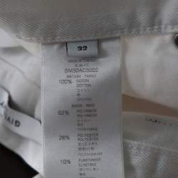 Pre Owned Givenchy White Denim Contrast Logo Tape Detail Shorts M