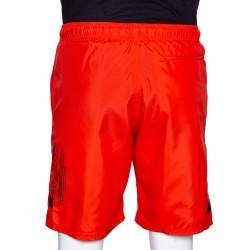 Givenchy Neon Orange Synthetic Logo Printed Track Shorts M