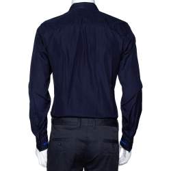 Pre Owned Givenchy Navy Blue Cotton Zipper Cuff Detail Long Sleeve Shirt M