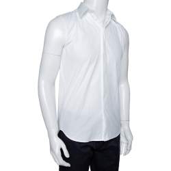 Pre Owned Givenchy White Cotton Button Front Sleeveless Shirt S