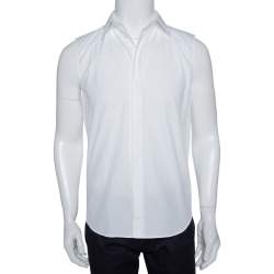 Pre Owned Givenchy White Cotton Button Front Sleeveless Shirt S