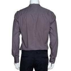 Pre Owned Givenchy Taupe Cotton Long Sleeve Mandarin Collar Shirt L