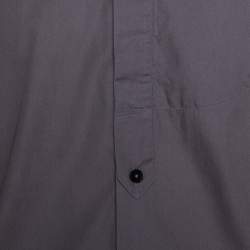 Pre Owned Givenchy Taupe Cotton Long Sleeve Mandarin Collar Shirt L