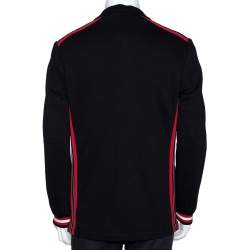 Pre Owned Givenchy Black Cotton Knit Striped Trim Two Buttoned Blazer L