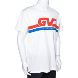 Pre Owned Givenchy Cream Cotton World Tour Print Oversized T Shirt S 