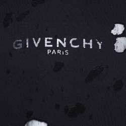 Givenchy Black Cotton Knit Distressed Logo Regular Fit Hoodie M