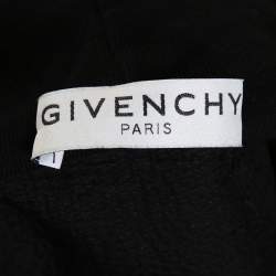 Givenchy Black Cotton Knit Distressed Logo Regular Fit Hoodie M