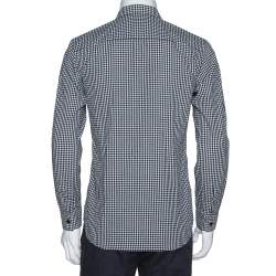 Pre Owned قميص جيفنشي تفاصيل سحاب قطن كاروهات غنغهام مونوكروم S