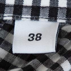 Pre Owned قميص جيفنشي تفاصيل سحاب قطن كاروهات غنغهام مونوكروم S