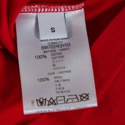 Pre Owned Givenchy Red Cotton Logo Patch Detail T Shirt S
