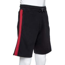 Givenchy Black Cotton Contrast Stripe Drawstring Waist Shorts XS