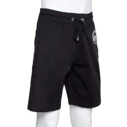 Pre Owned شورت جيفنشي قطن أسود مطرز برباط على الخصر مقاس متوسط - ميديوم