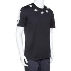 Givenchy Black Cotton Star Patch Crew Neck T-Shirt XL