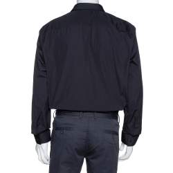 Pre Owned قميص جيفنشي أكمام طويلة مزين لوحة "17" قطن أسود مقاس كبير جداًَ (اكس لارج)