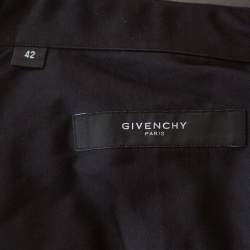 Pre Owned قميص جيفنشي أكمام طويلة مزين لوحة "17" قطن أسود مقاس كبير جداًَ (اكس لارج)