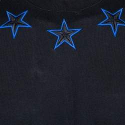 Givenchy Black & Blue Cotton Star Embroidered Crew Neck T Shirt S