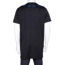 Givenchy Black & Blue Cotton Star Embroidered Crew Neck T Shirt S