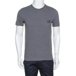 Pre Owned Givenchy Dark Grey Melange Cotton Cuban Fit T-Shirt S