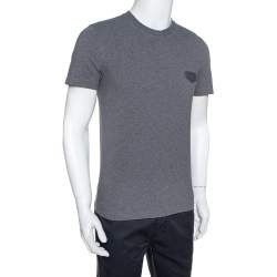 Pre Owned Givenchy Dark Grey Melange Cotton Cuban Fit T-Shirt S